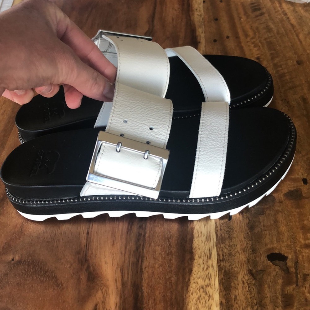 Sorel Roaming Leather Buckle Slide Sandal, 6